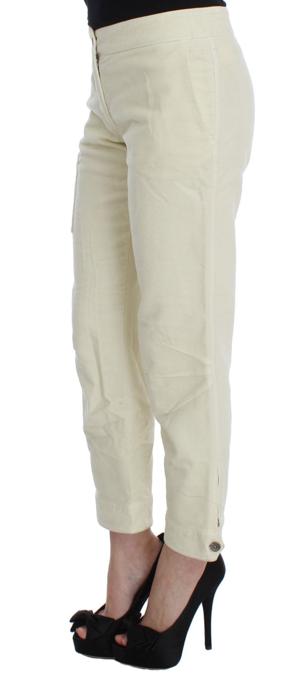 Ermanno Scervino Beige Cotton Capri Cropped Cargo Pants