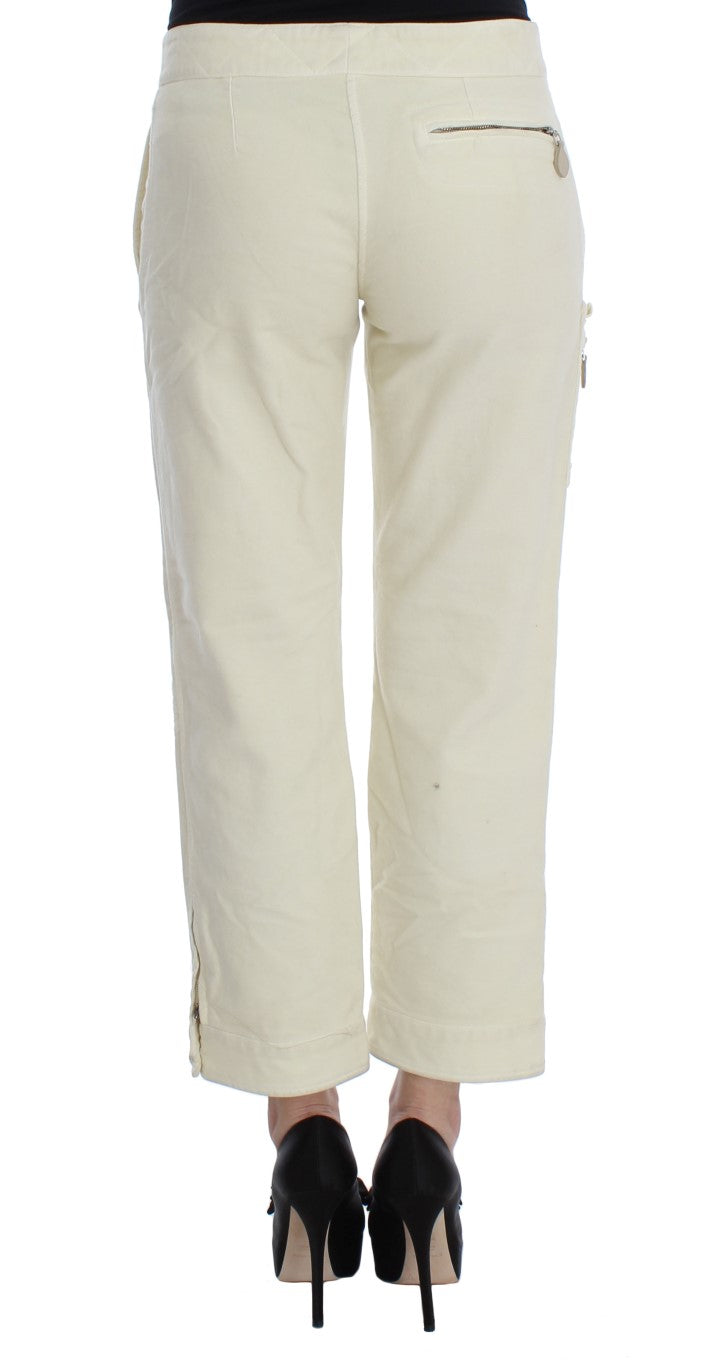 Ermanno Scervino Beige Cotton Capri Cropped Cargo Pants