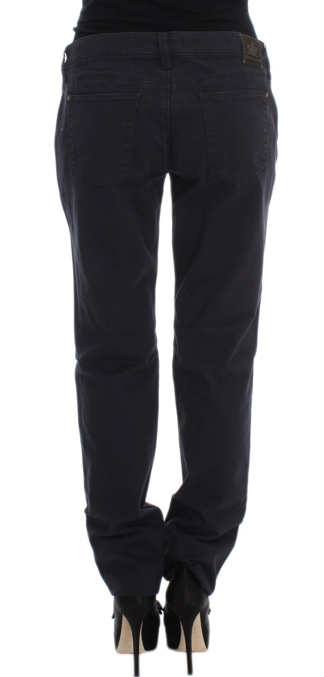 Ermanno Scervino Blue Cotton Blend Casual Fit Pants