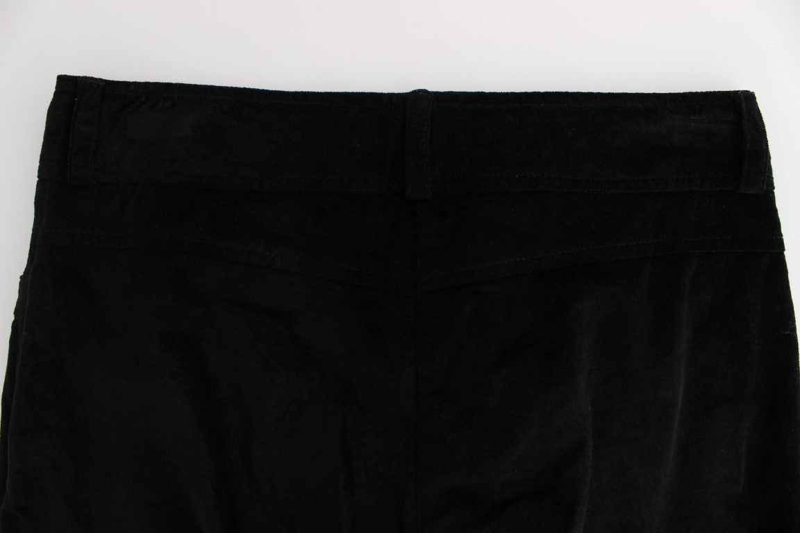 Ermanno Scervino Black Velvet Cotton Capri Bootcut Pants