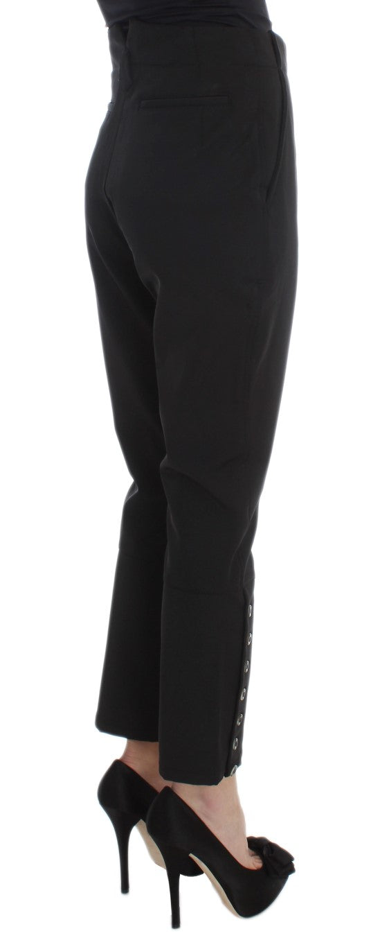 Ermanno Scervino Black Cotton Blend Capri Cropped Pants