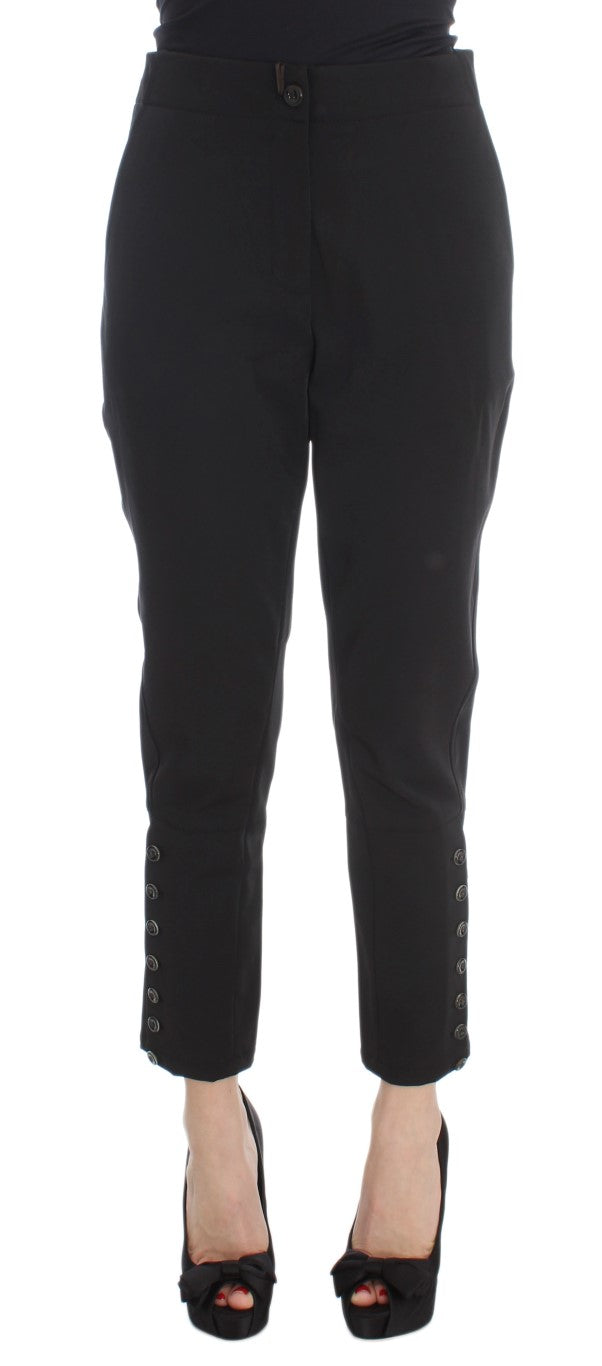 Ermanno Scervino Black Cotton Blend Capri Cropped Pants