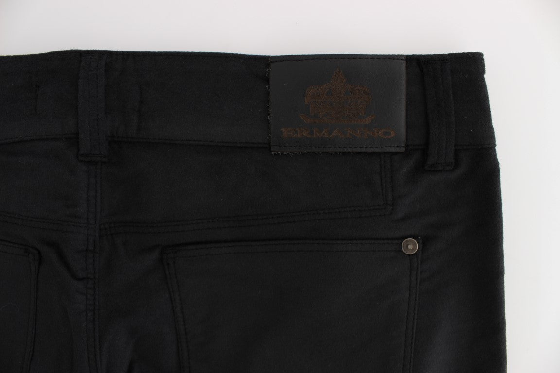 Ermanno Scervino Black Cotton Blend Regular Fit Pants