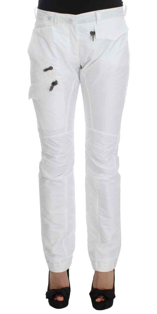 Ermanno Scervino White Nylon Padded Slim Fit Cargo Pants