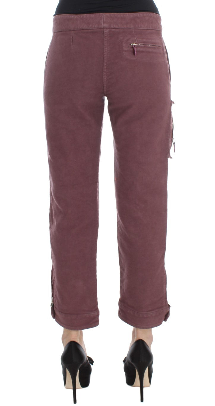 Ermanno Scervino Bordeaux Cotton Cropped Cargo Pants