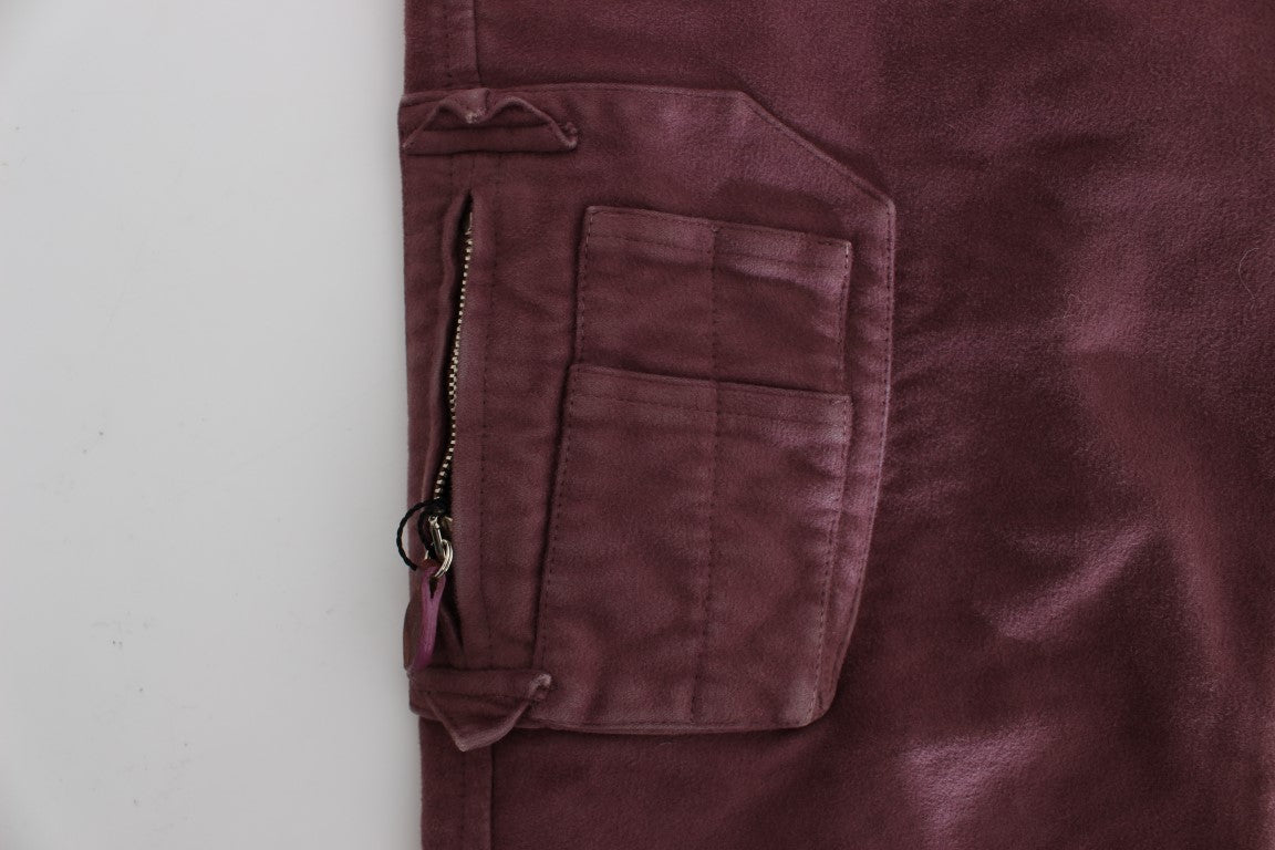 Ermanno Scervino Bordeaux Cotton Cropped Cargo Pants