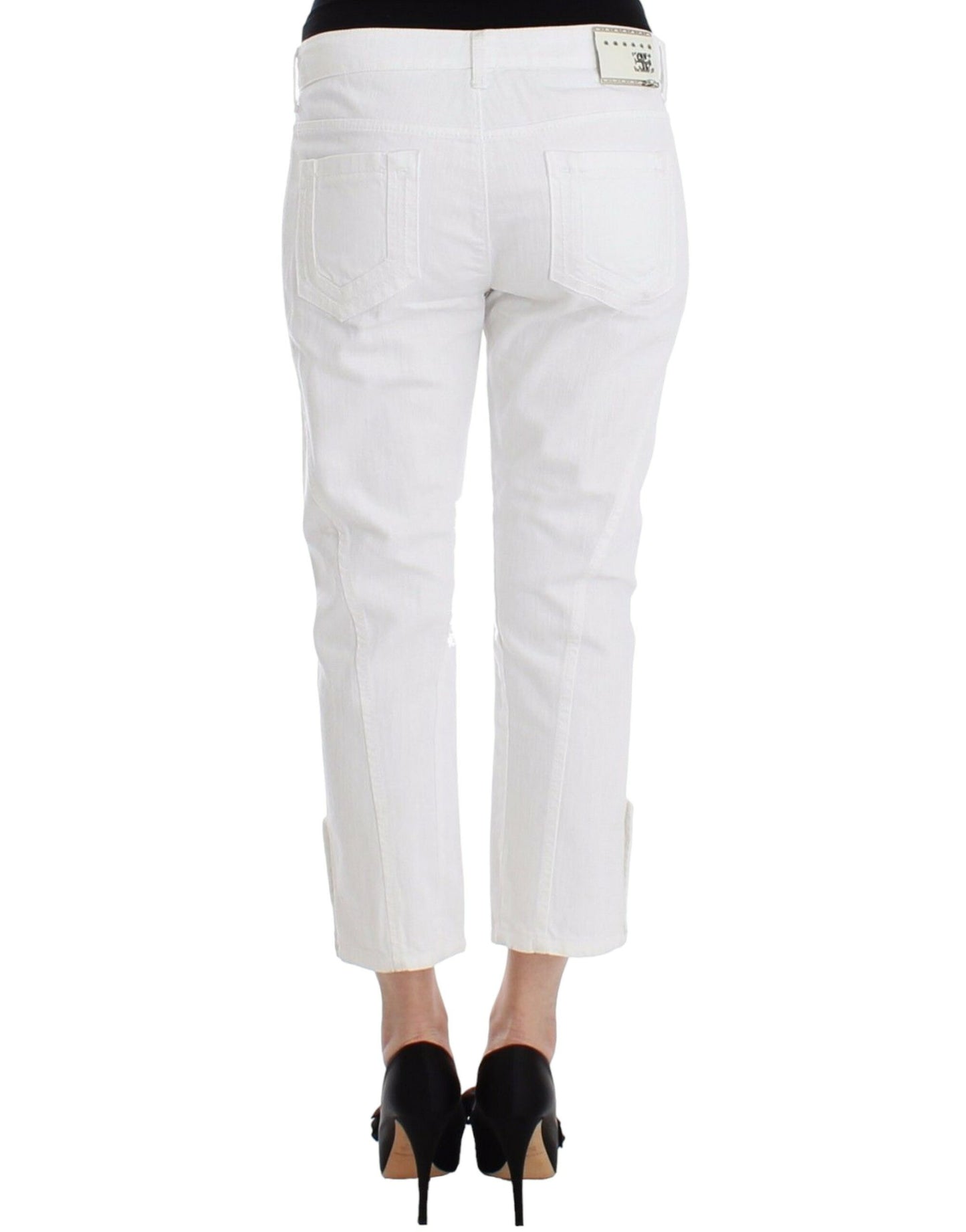 Ermanno Scervino White Cropped Jeans Denim Pants Branded Capri