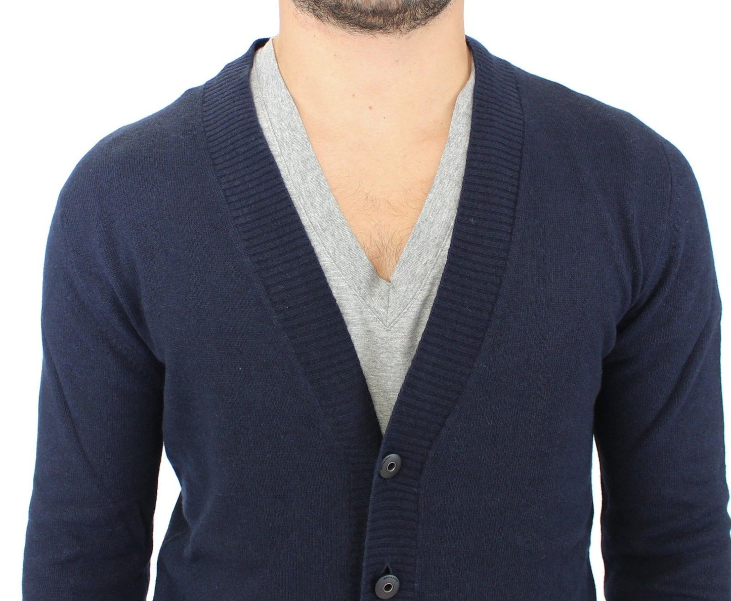 Ermanno Scervino Blue Wool Cashmere Cardigan Pullover Sweater