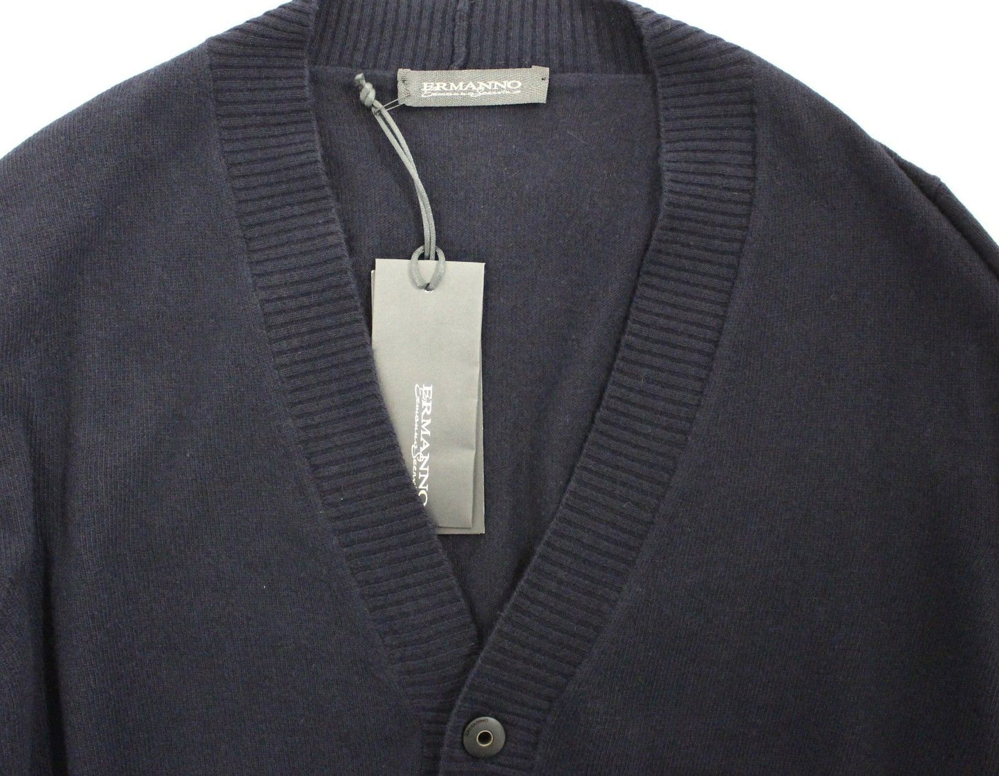 Ermanno Scervino Blue Wool Cashmere Cardigan Pullover Sweater