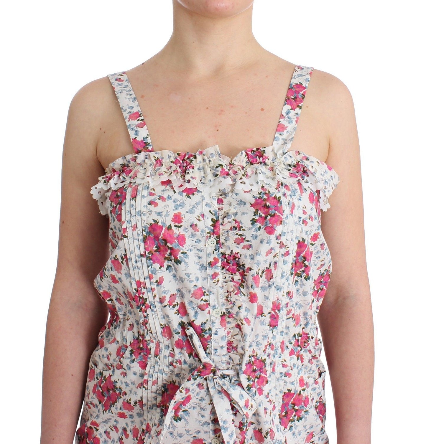 Ermanno Scervino Beachwear Pink Floral Beach Mini Dress Short