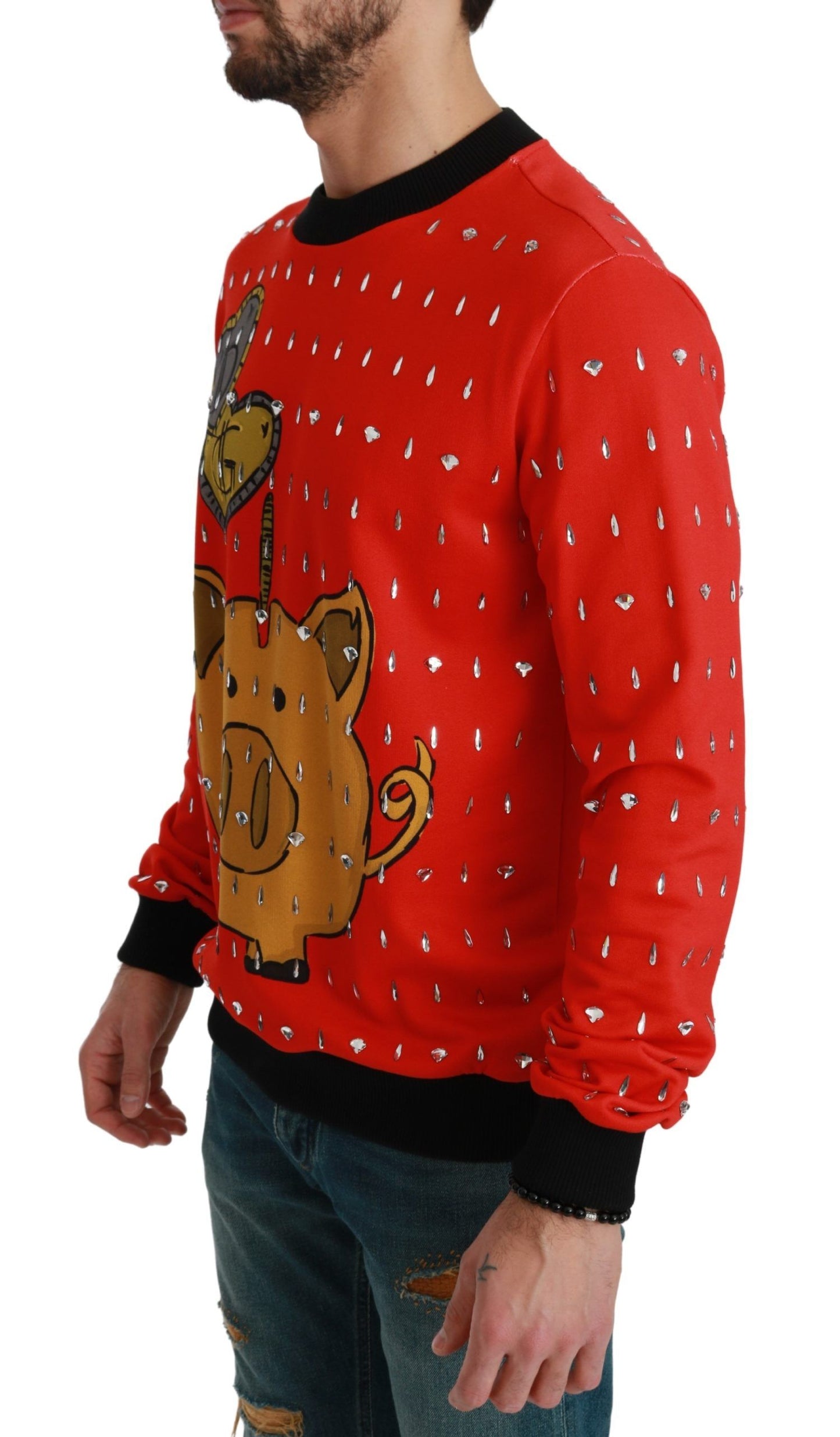 Dolce & Gabbana Red Crystal Pig of the Year Sweater