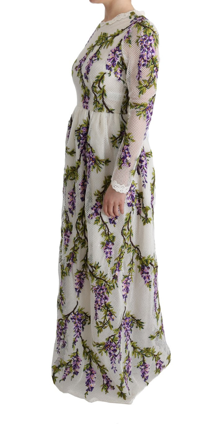 Dolce & Gabbana White Floral Embroidered Maxi Dress