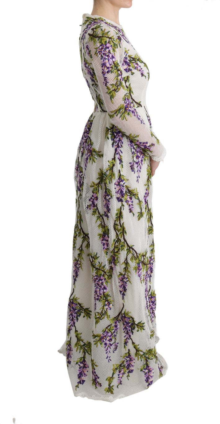 Dolce & Gabbana White Floral Embroidered Maxi Dress