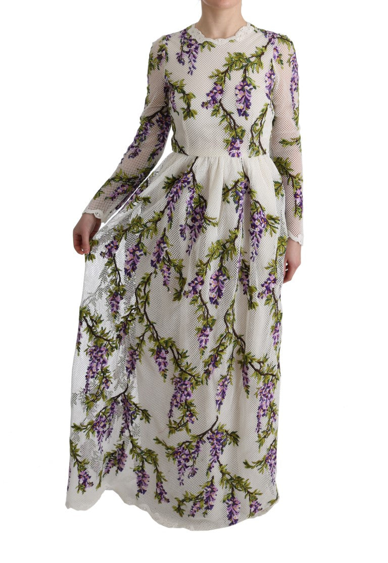 Dolce & Gabbana White Floral Embroidered Maxi Dress