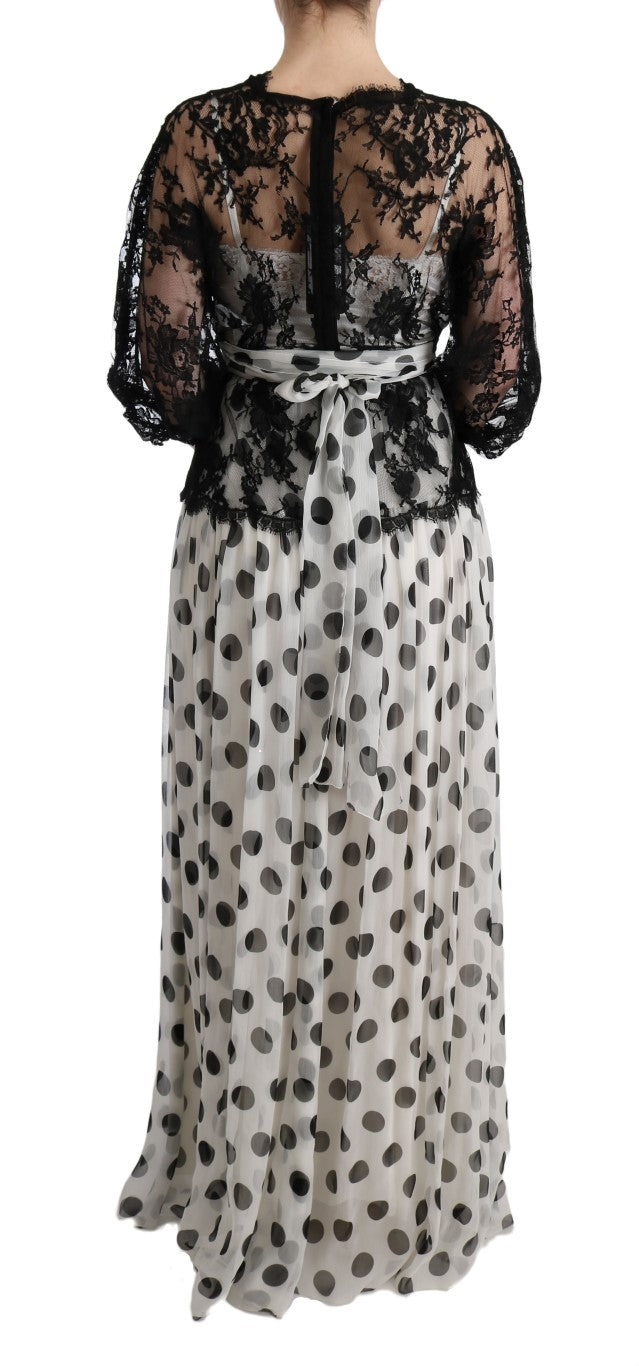 Dolce & Gabbana Black White Polka Dotted Floral Dress