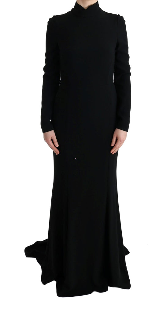 Dolce & Gabbana Black Stretch Long Gown Sheath Dress