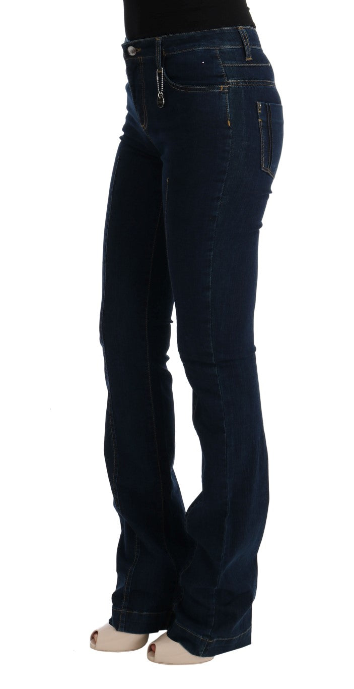 Costume National Blue Cotton Bootcut Flared Jeans