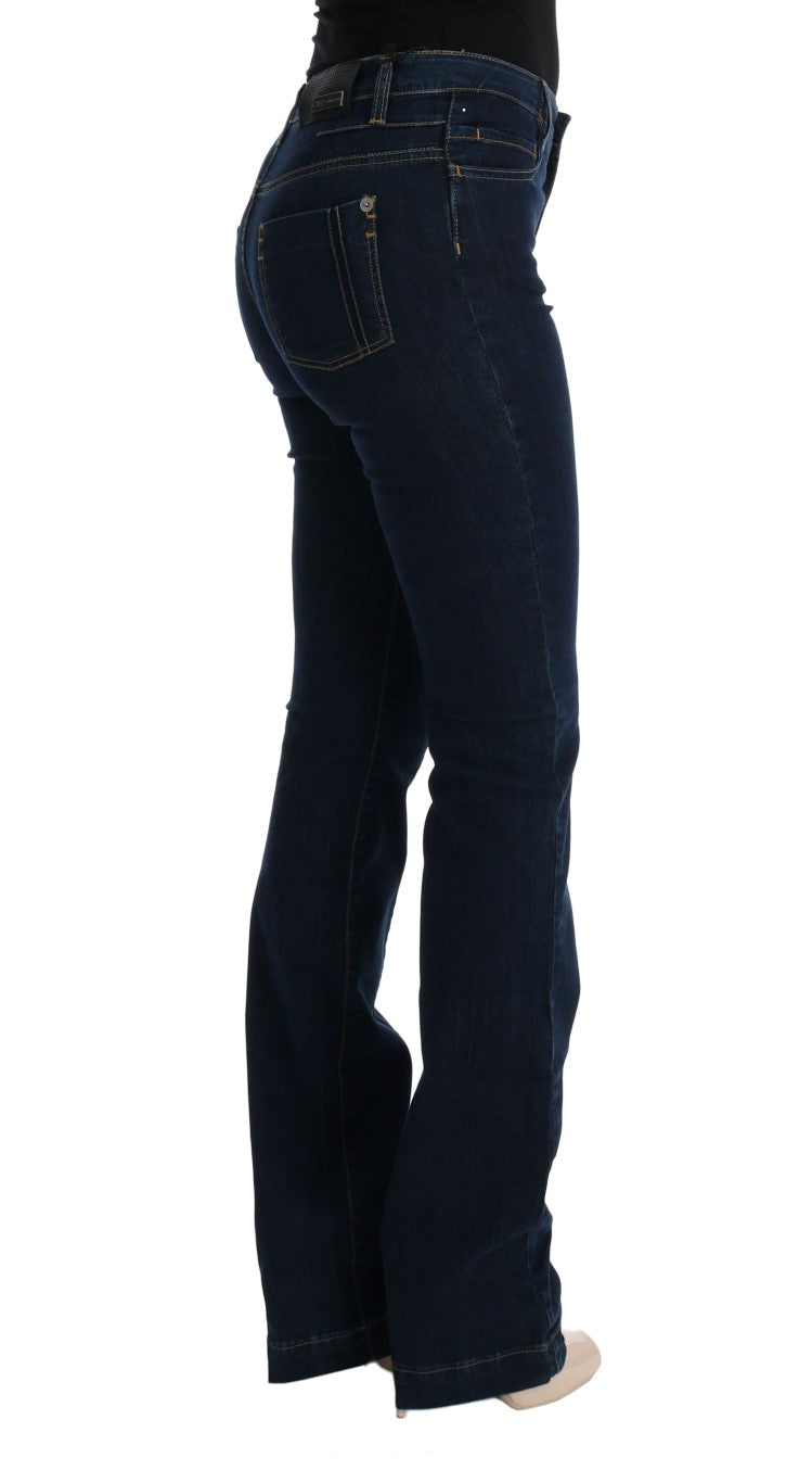 Costume National Blue Cotton Bootcut Flared Jeans