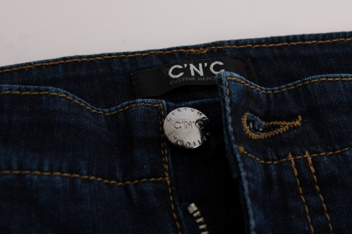 Costume National Blue Cotton Bootcut Flared Jeans