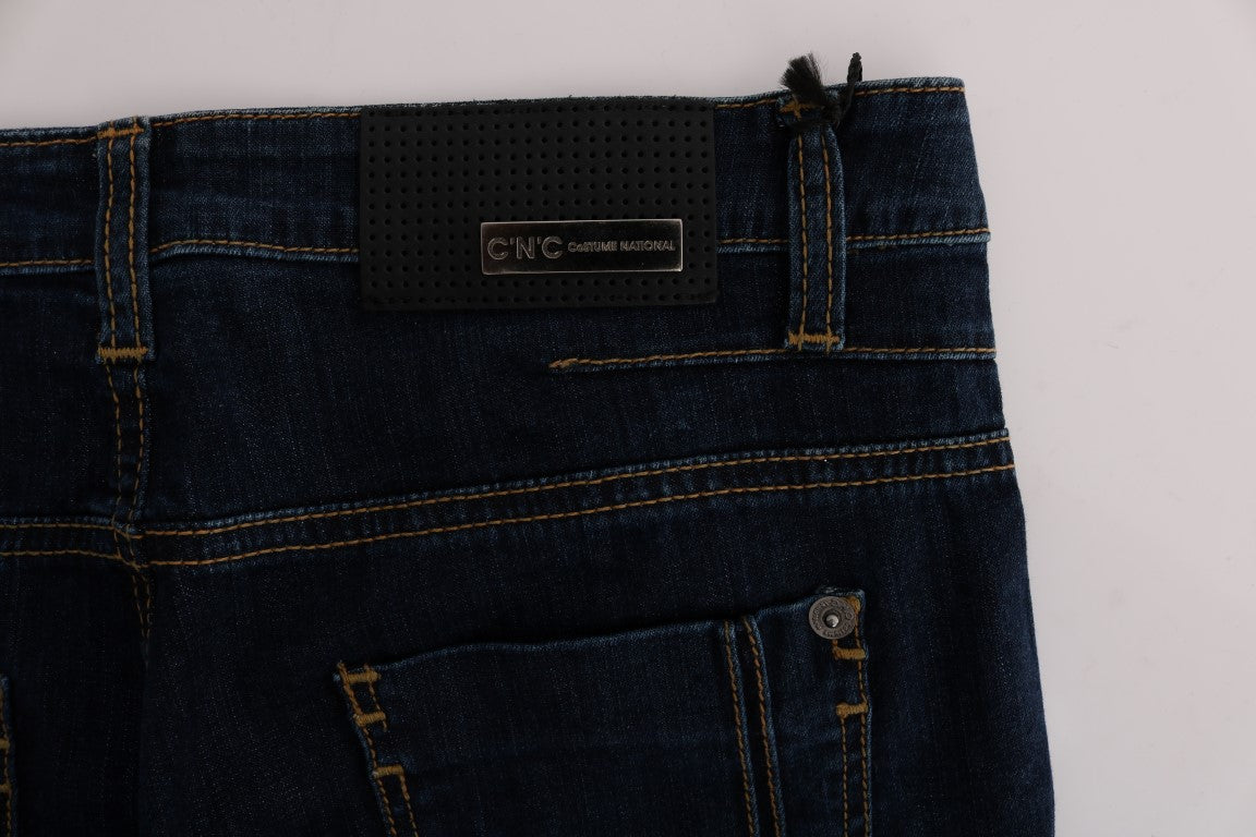 Costume National Blue Cotton Bootcut Flared Jeans