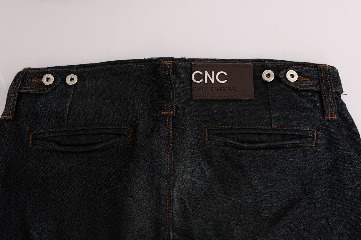 Costume National Gray Cotton Slim Flared Jeans