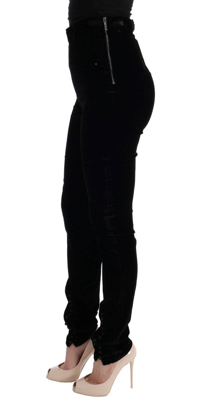 Ermanno Scervino Black Velvet Slim Fit Pants