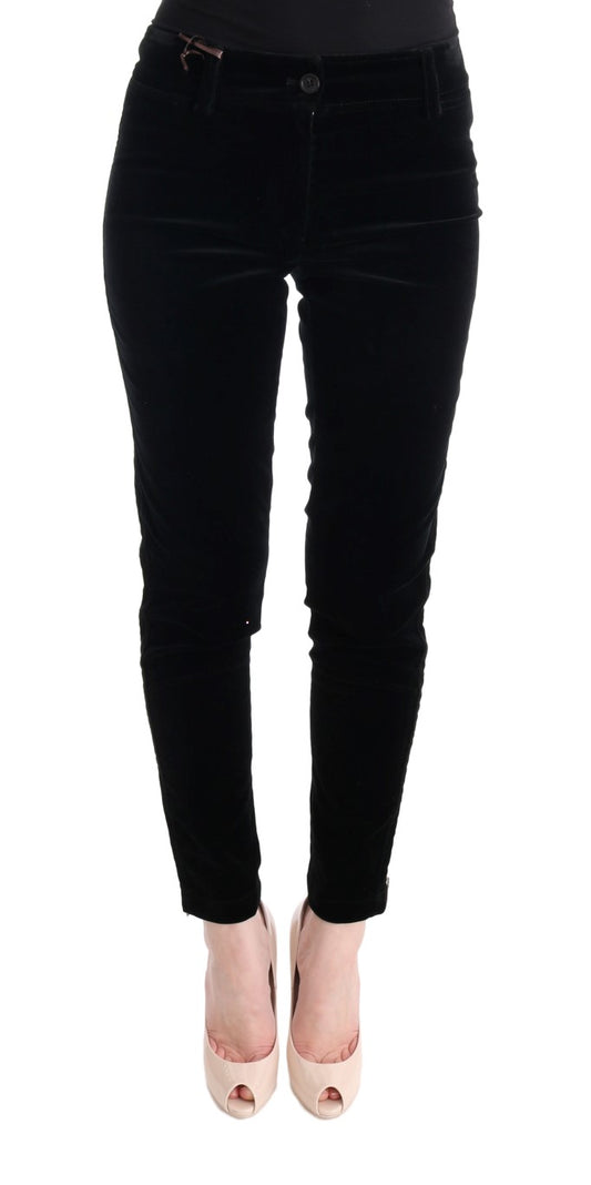 Ermanno Scervino Black Viscose Blend Velvet Cropped Pants