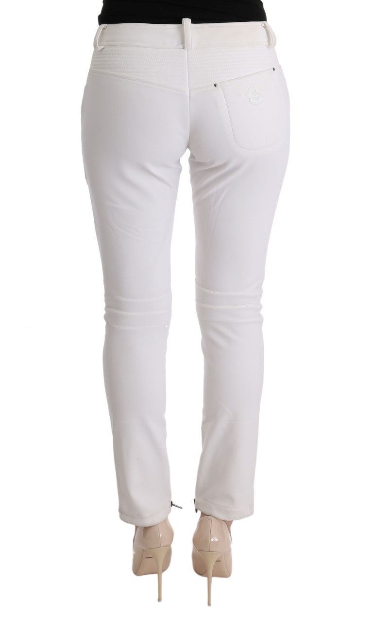 Ermanno Scervino White Cotton Slim Fit Casual Pants