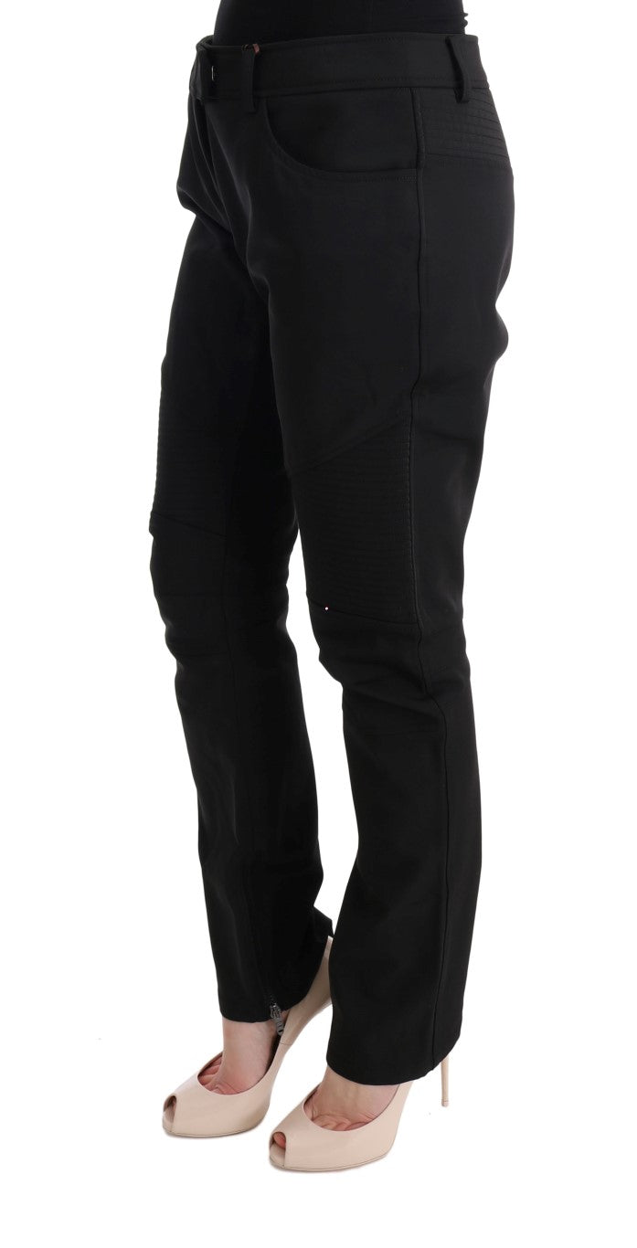 Ermanno Scervino Black Cotton Slim Fit Casual Pants