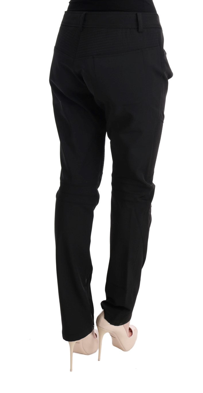 Ermanno Scervino Black Cotton Slim Fit Casual Pants