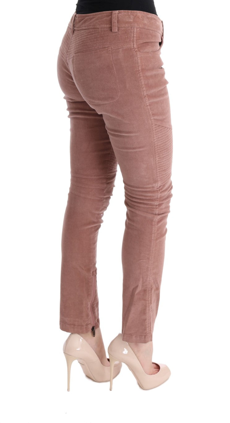 Ermanno Scervino Pink Velvet Cropped Casual Pants