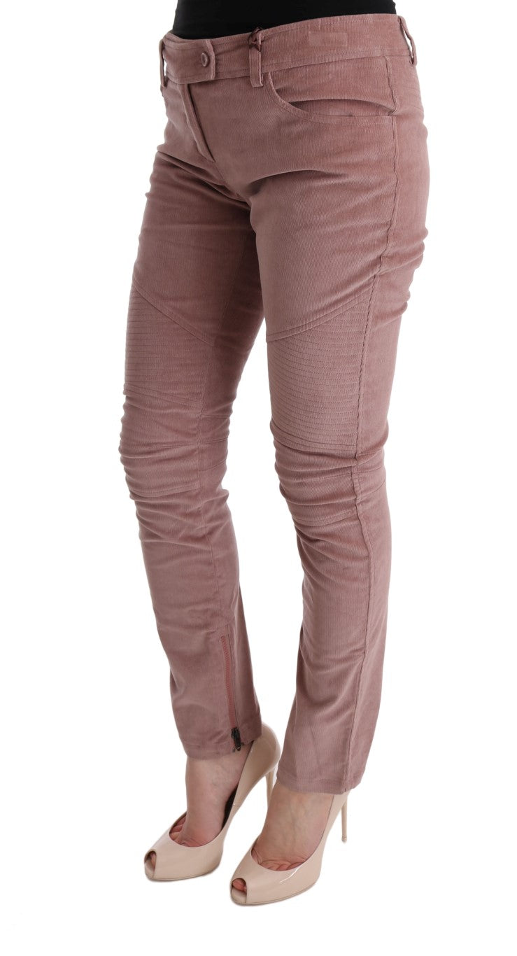 Ermanno Scervino Pink Velvet Cropped Casual Pants