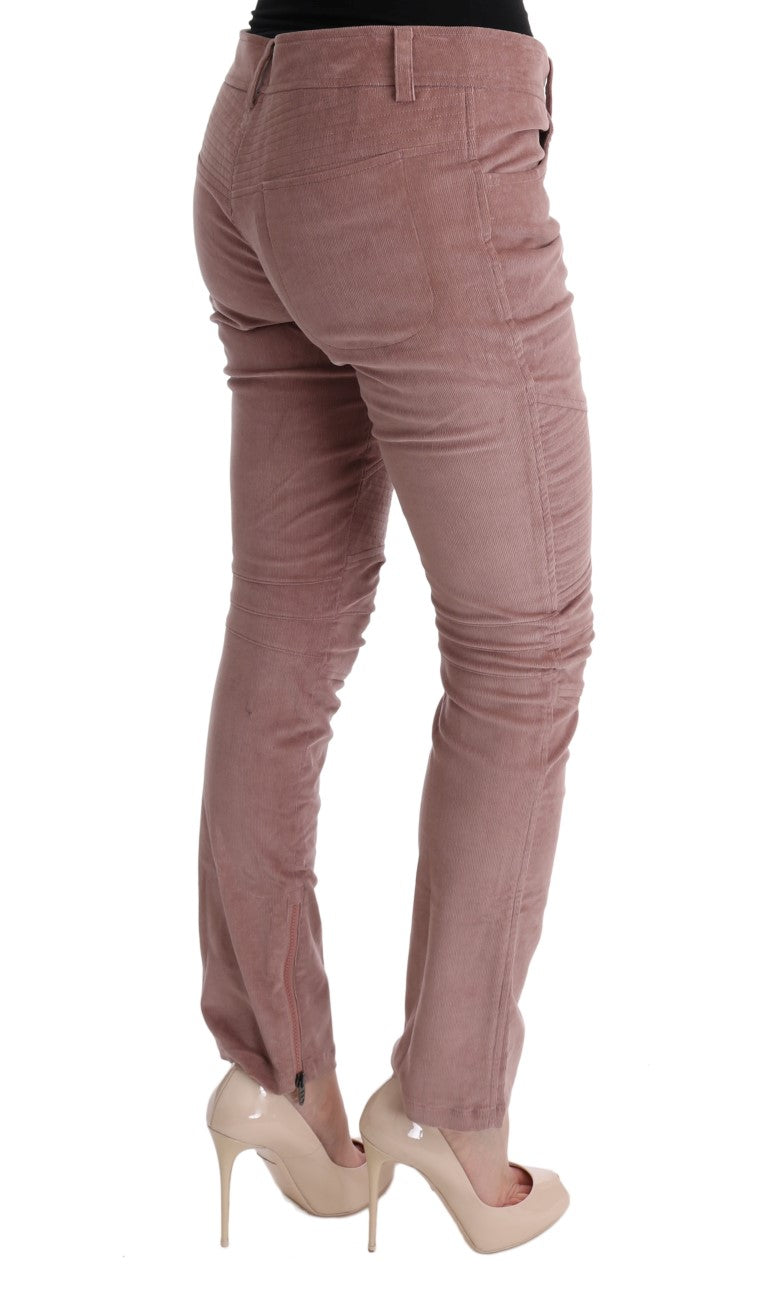 Ermanno Scervino Pink Velvet Cropped Casual Pants