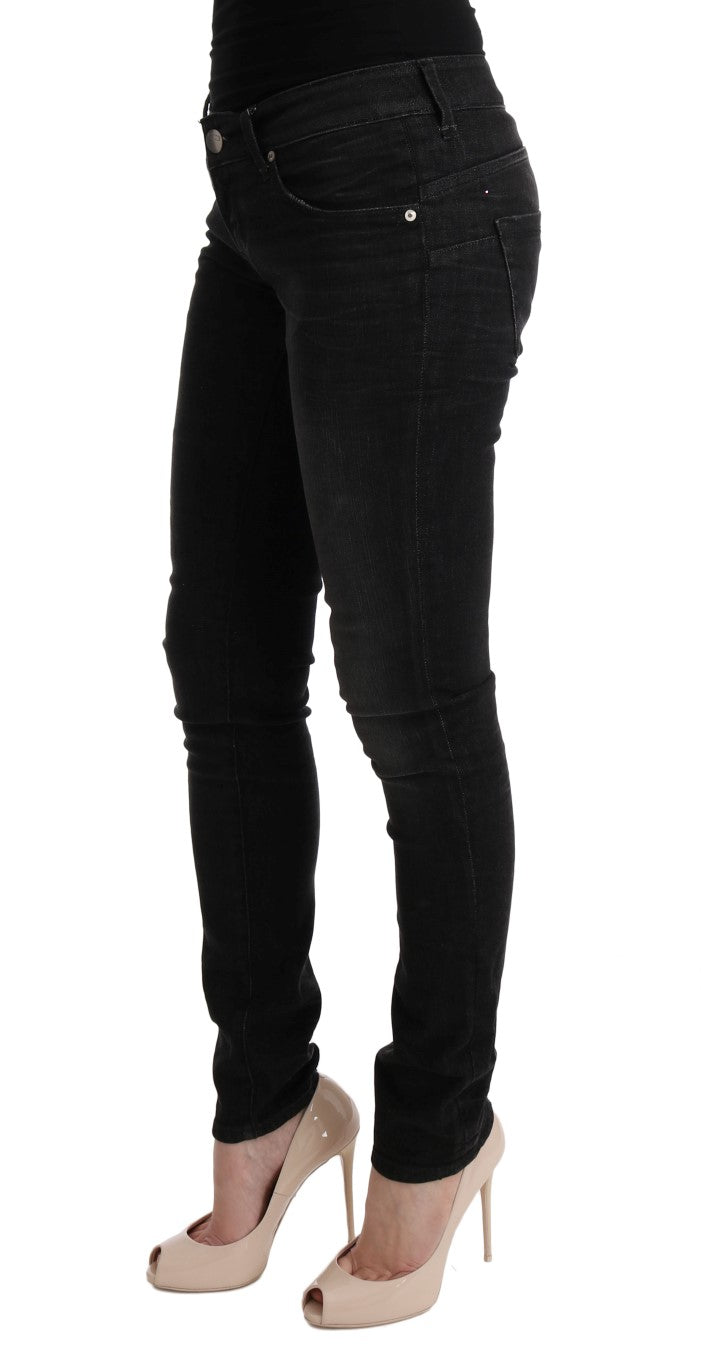 Acht Black Denim Cotton Bottoms Slim Fit Jeans