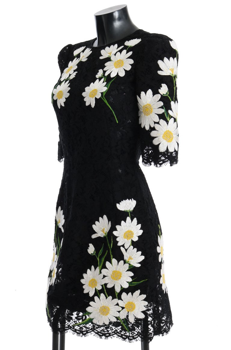 Dolce & Gabbana Black Floral Lace Chamomile Sicily Dress