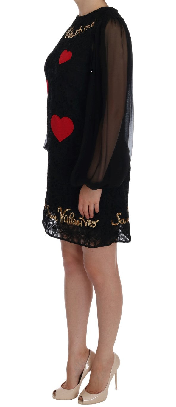 Dolce & Gabbana Black San Valentino Sequined Shift Dress