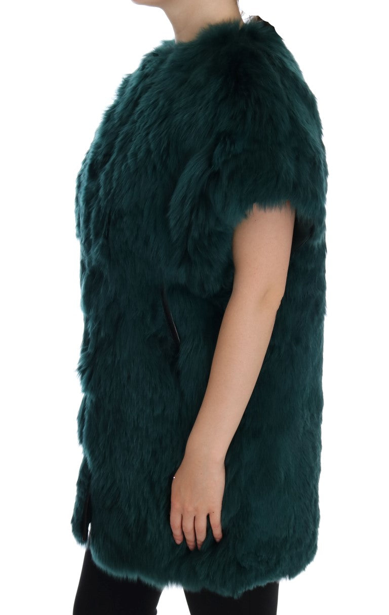 Dolce & Gabbana Green Alpaca Fur Vest Sleeveless Jacket