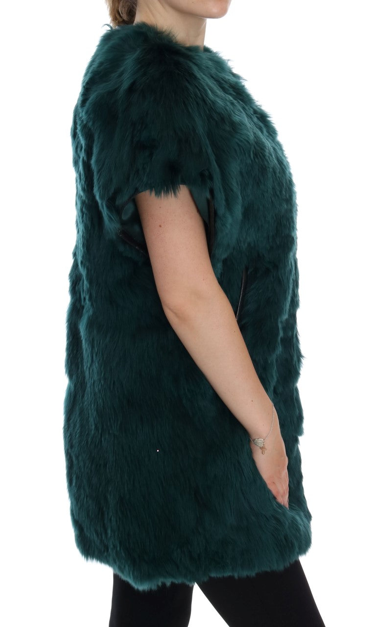 Dolce & Gabbana Green Alpaca Fur Vest Sleeveless Jacket