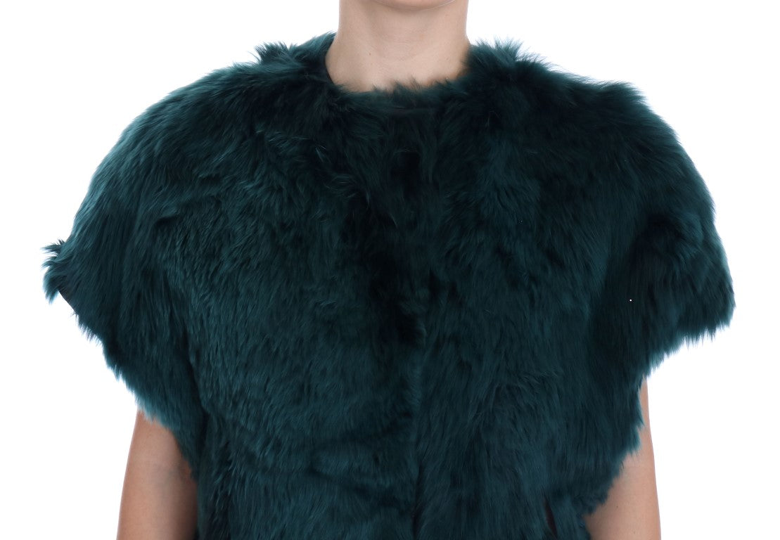 Dolce & Gabbana Green Alpaca Fur Vest Sleeveless Jacket