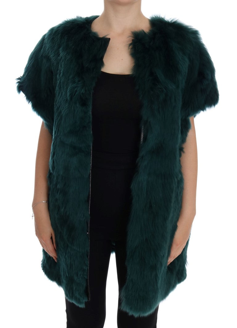 Dolce & Gabbana Green Alpaca Fur Vest Sleeveless Jacket