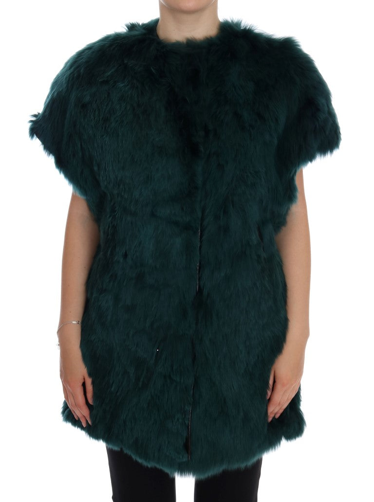 Dolce & Gabbana Green Alpaca Fur Vest Sleeveless Jacket