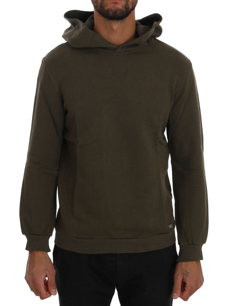 Daniele Alessandrini Green Pullover Hodded Cotton Sweater