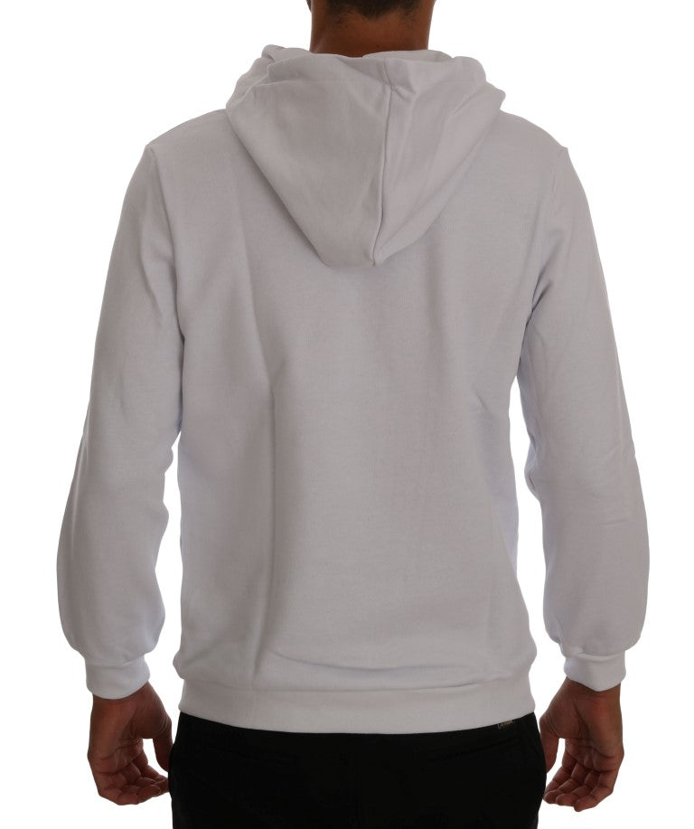 Daniele Alessandrini White Pullover Hodded Cotton Sweater