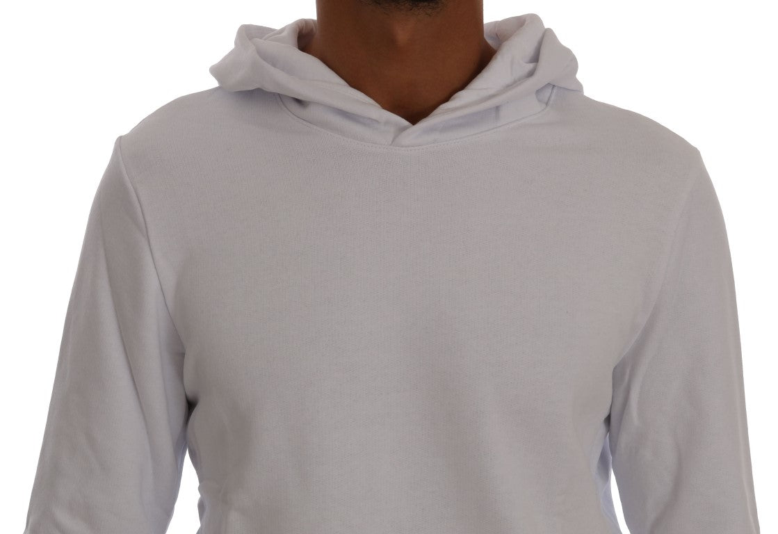 Daniele Alessandrini White Pullover Hodded Cotton Sweater