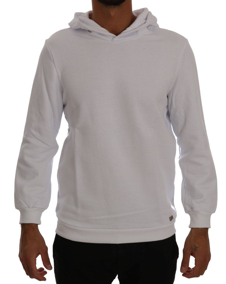 Daniele Alessandrini White Pullover Hodded Cotton Sweater