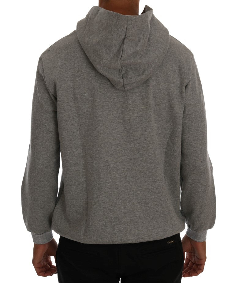 Daniele Alessandrini Gray Pullover Hodded Cotton Sweater