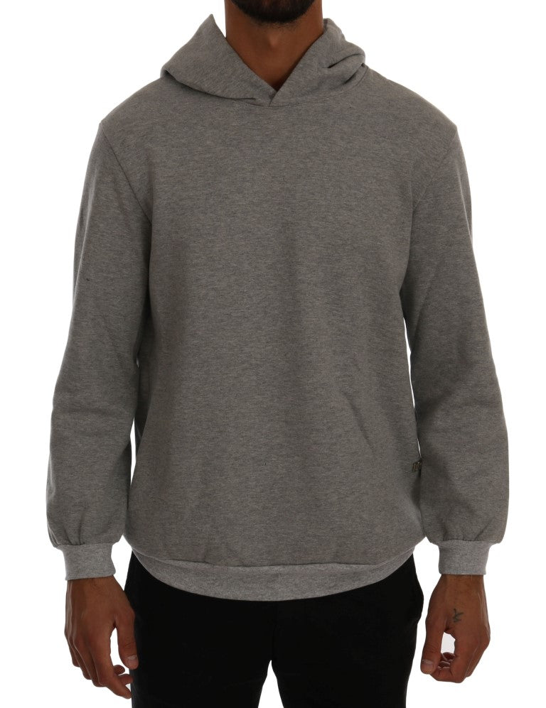 Daniele Alessandrini Gray Pullover Hodded Cotton Sweater