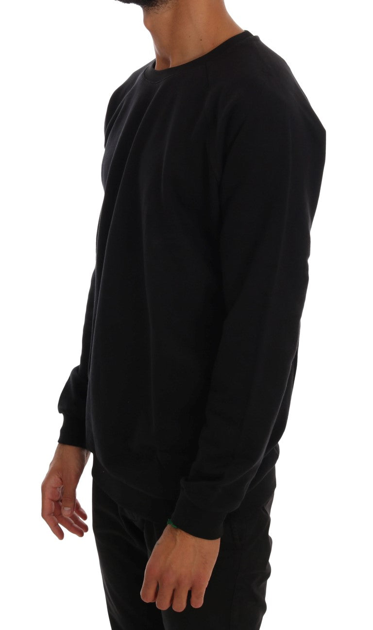 Daniele Alessandrini Black Crewneck Cotton Pullover Sweater