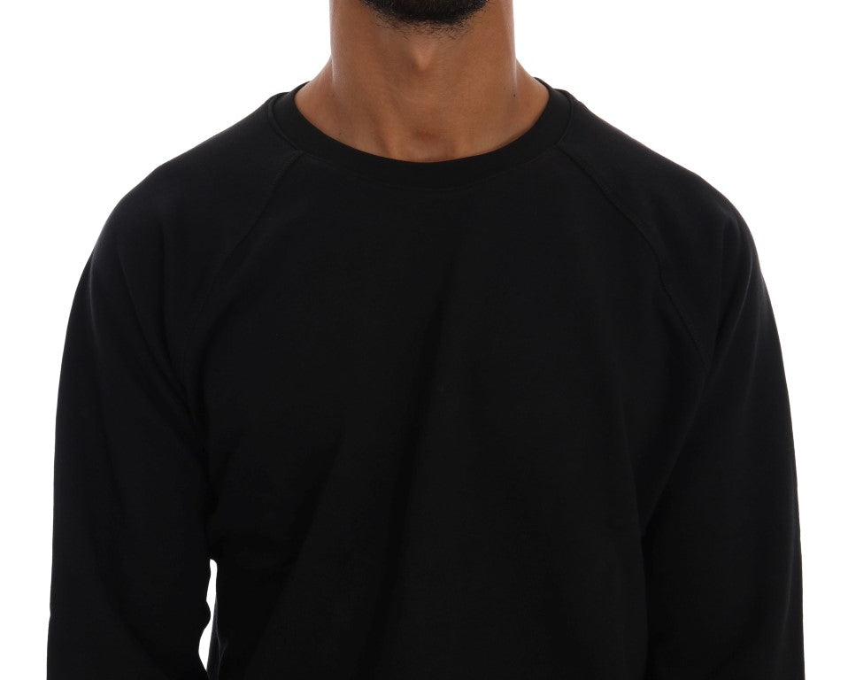 Daniele Alessandrini Black Crewneck Cotton Pullover Sweater