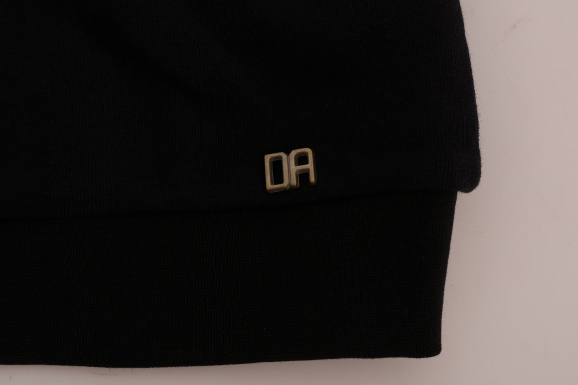 Daniele Alessandrini Black Crewneck Cotton Pullover Sweater